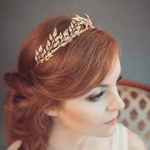 Bridal Golden Leaf Headband Alloy Crown