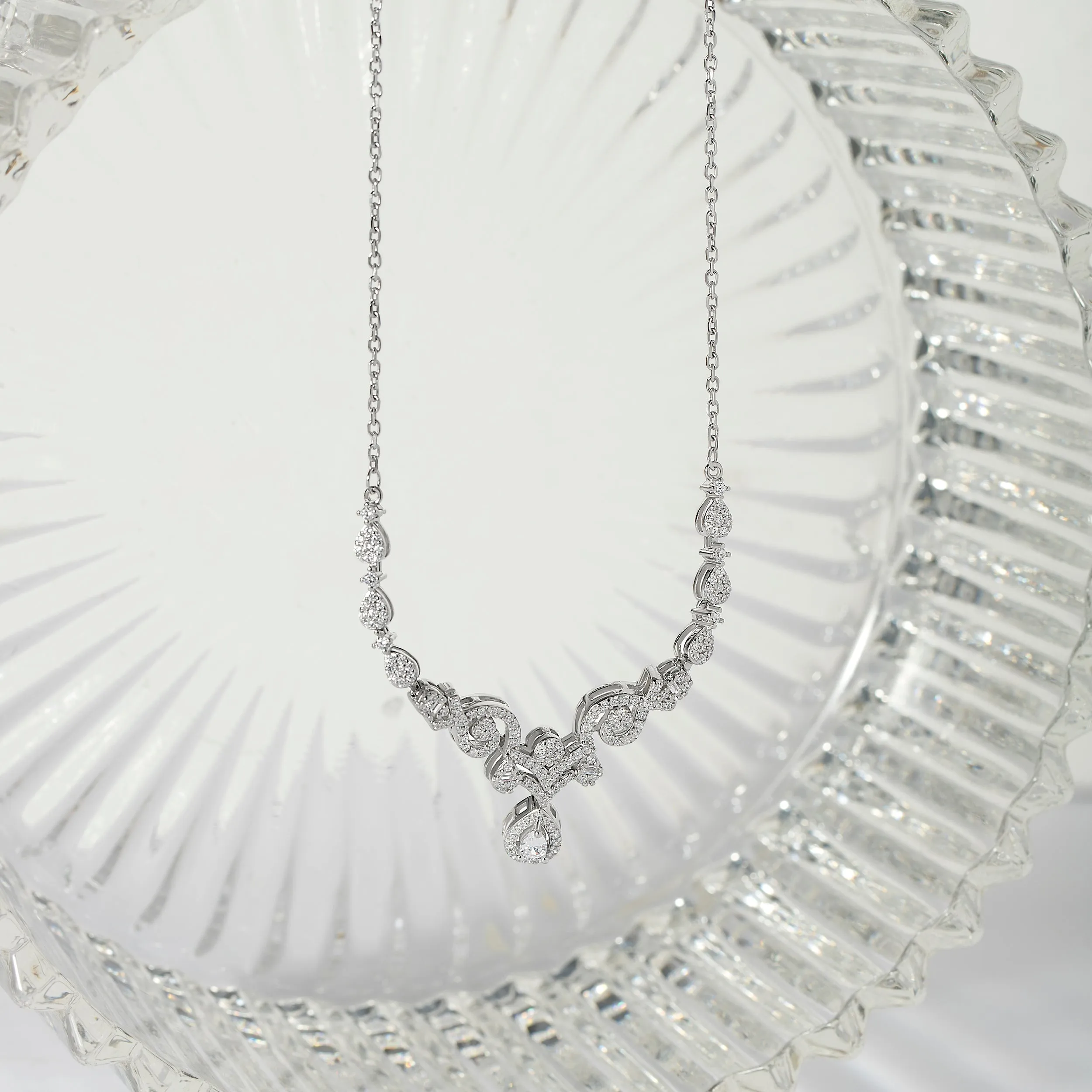 Celestial Cascade: Sterling Silver Double Hook Chain Pendant | SKU : 0003343142, 0003113868, 0003113844