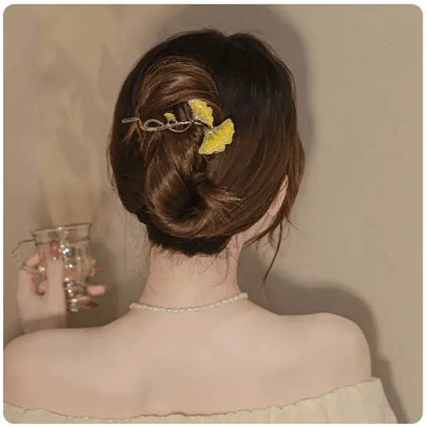 Chinese Style Elegant Ginkgo Leaf Hair Clip Headdress