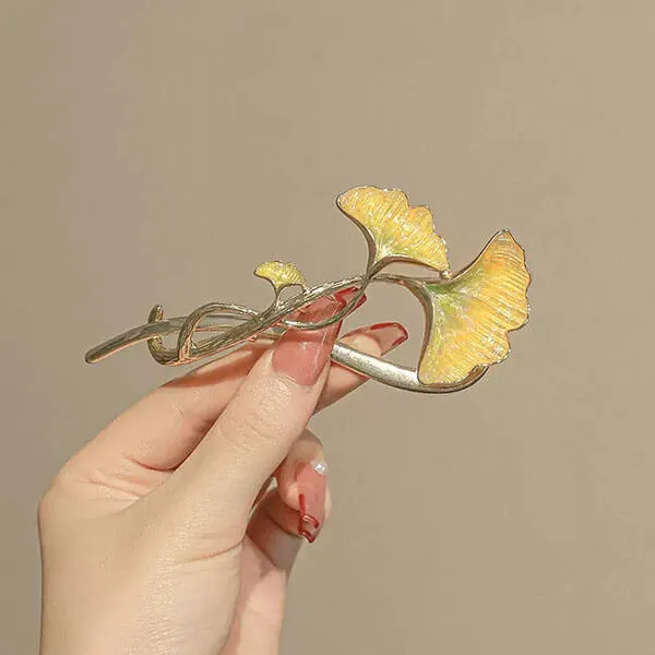 Chinese Style Elegant Ginkgo Leaf Hair Clip Headdress