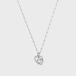 ChloBo Delicate Cube Chain Interlocking Love Heart Necklace