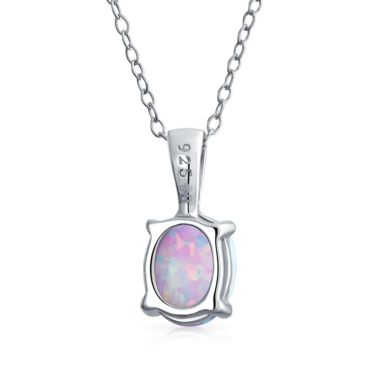 Classic Gemstone Oval Orange Opal Pendant Necklace in Rose Gold Sterling Silver