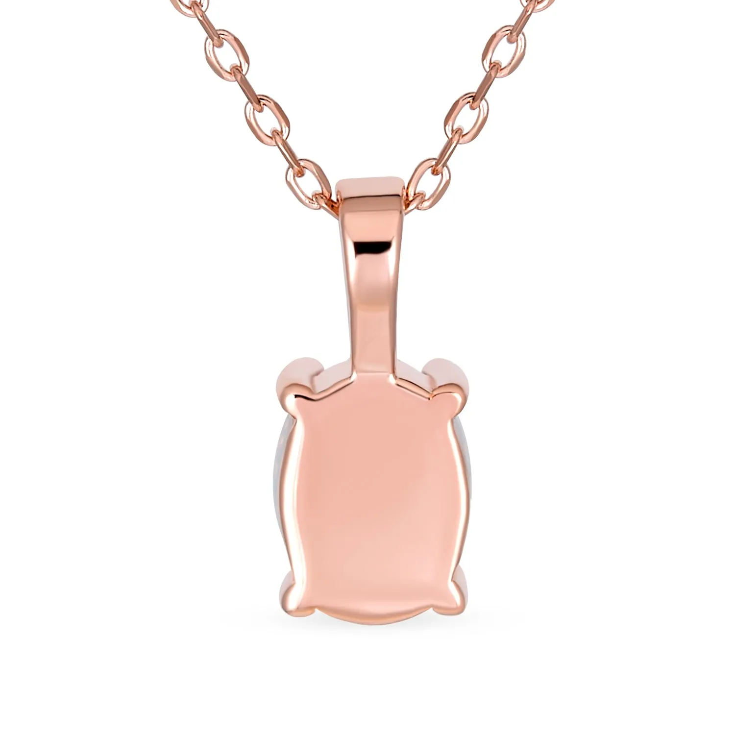Classic Gemstone Oval Orange Opal Pendant Necklace in Rose Gold Sterling Silver