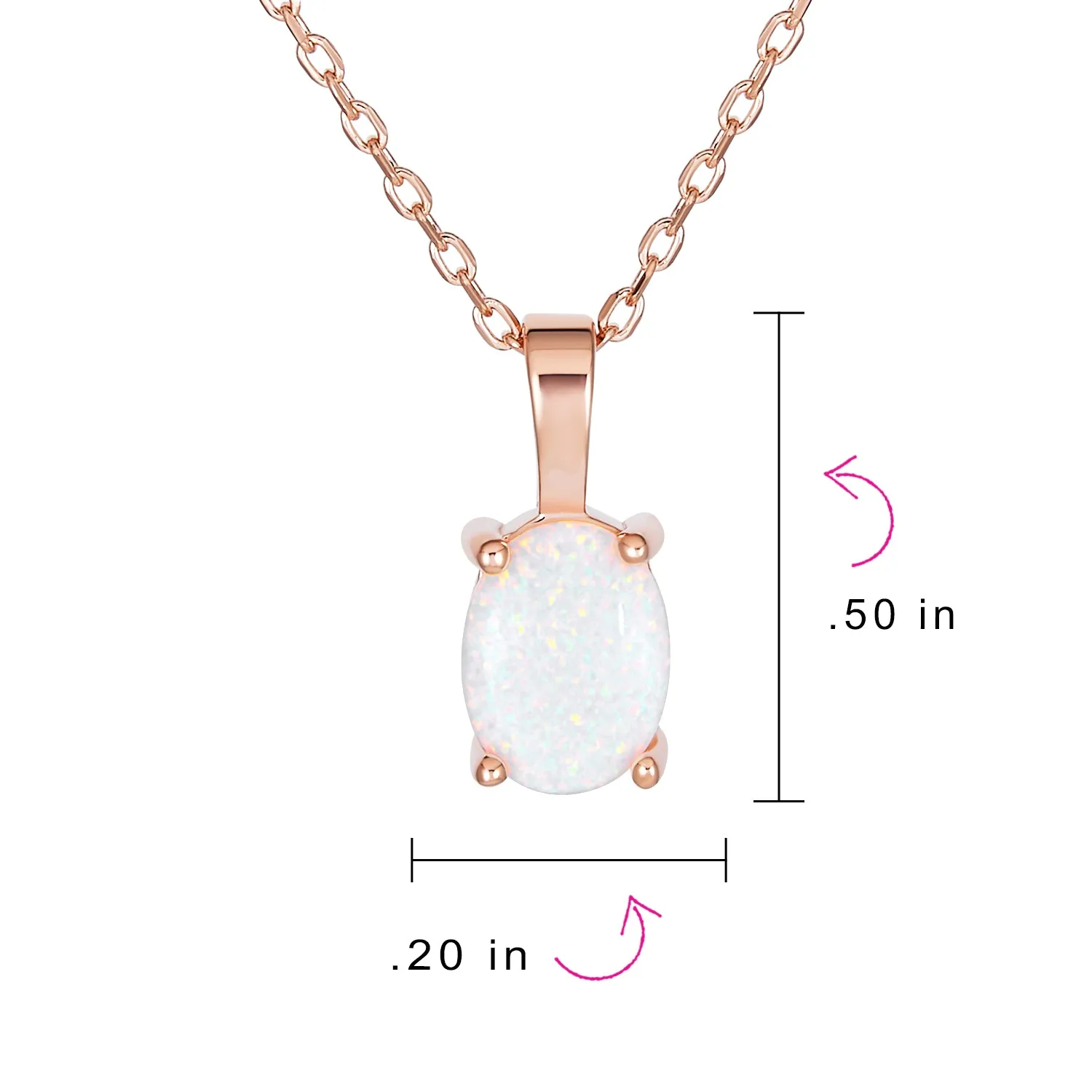 Classic Gemstone Oval Orange Opal Pendant Necklace in Rose Gold Sterling Silver