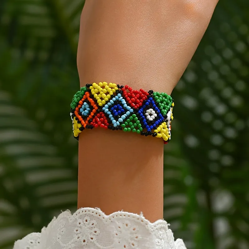 Colorful Geometric Beaded Bracelet