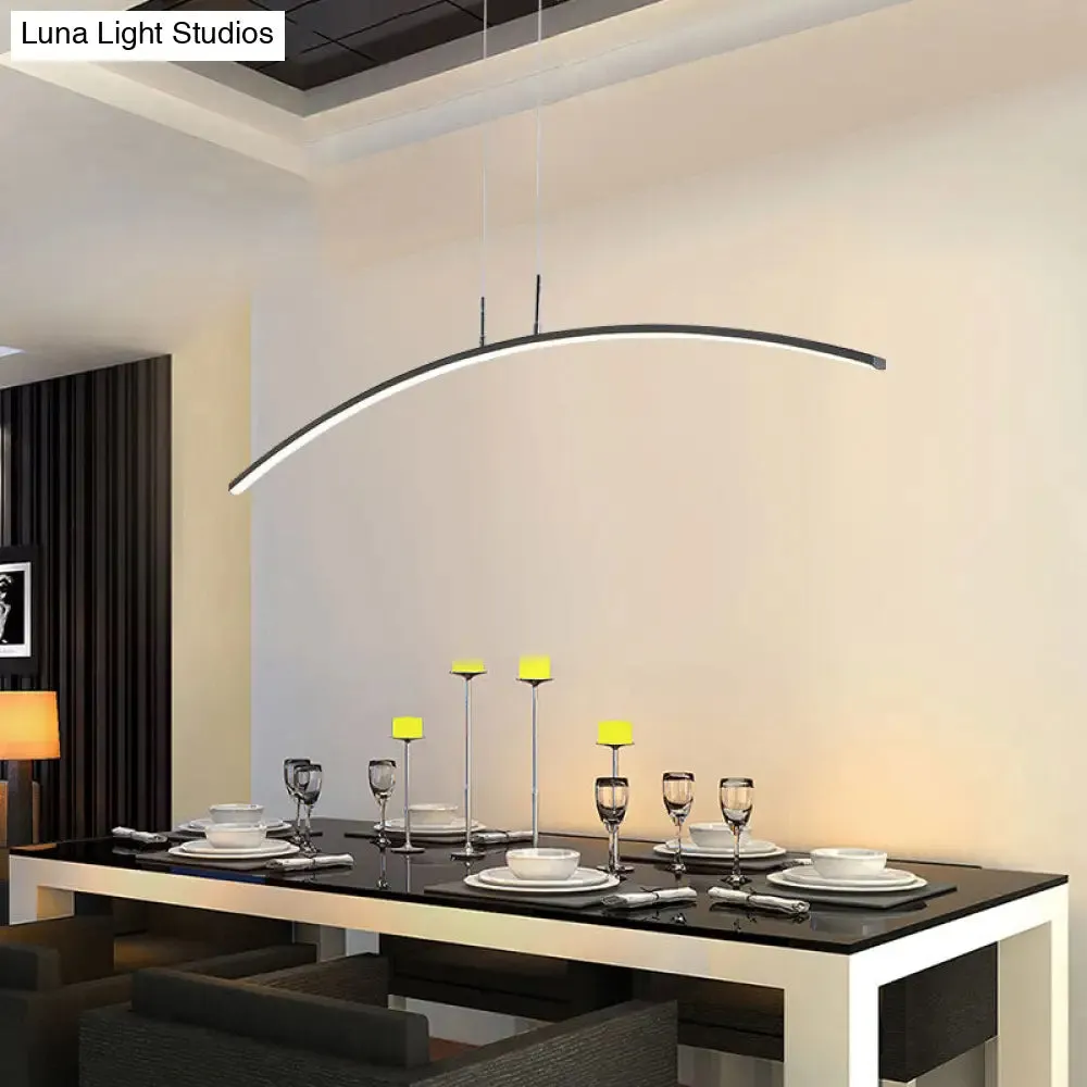 Contemporary Arch Pendant Light with Stepless Dimming and Remote Control