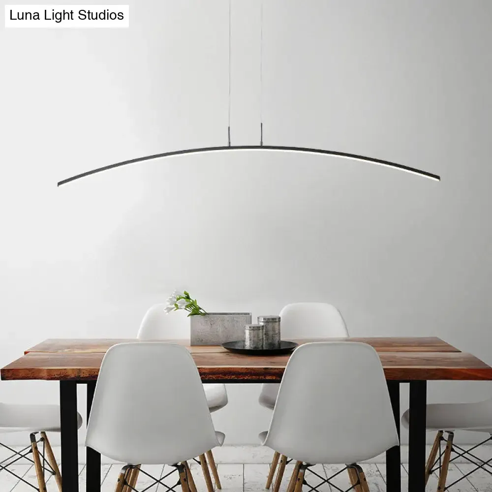 Contemporary Arch Pendant Light with Stepless Dimming and Remote Control
