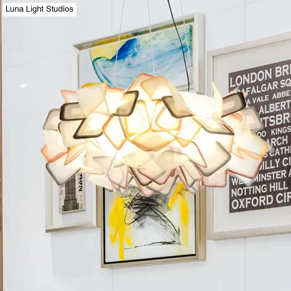 Contemporary Blossom Drop Pendant Ceiling Lamp - Brown/Blue/Purple - 21"/27.5" Wide - 1-Light Acrylic - Living Room