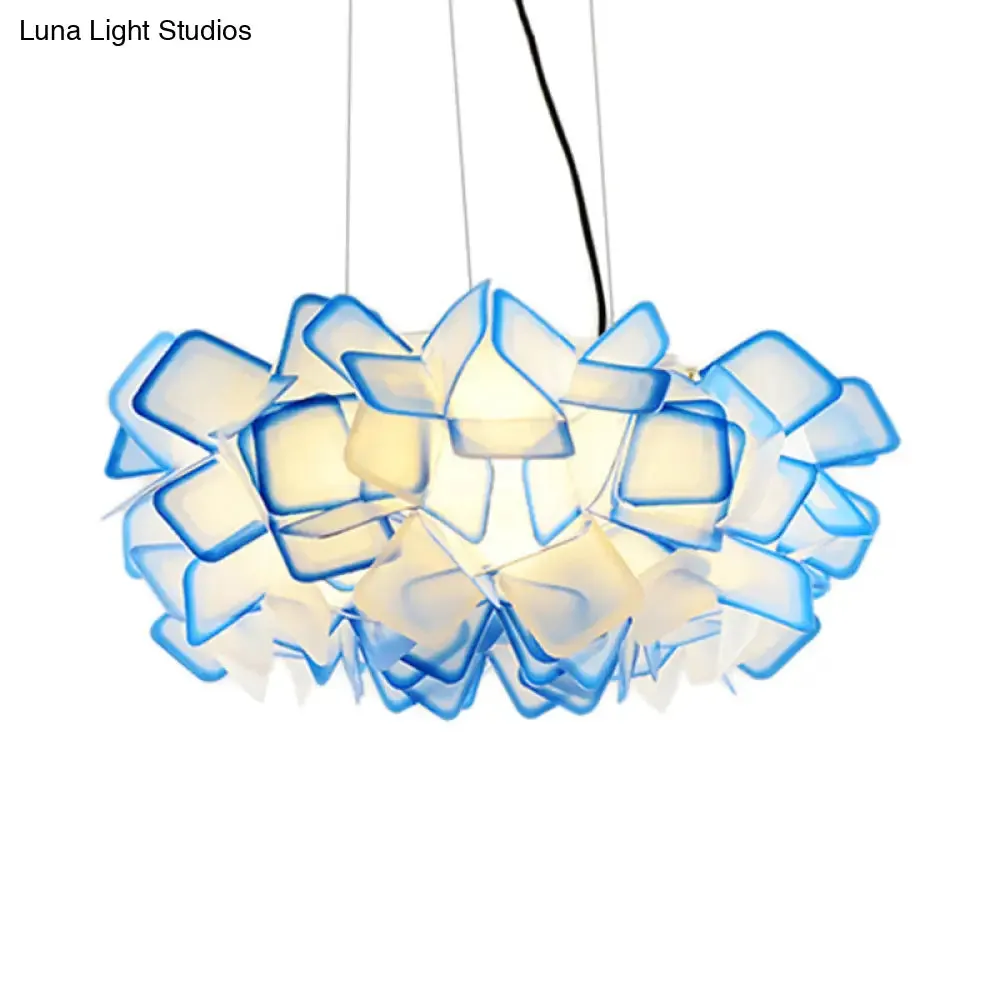 Contemporary Blossom Drop Pendant Ceiling Lamp - Brown/Blue/Purple - 21"/27.5" Wide - 1-Light Acrylic - Living Room