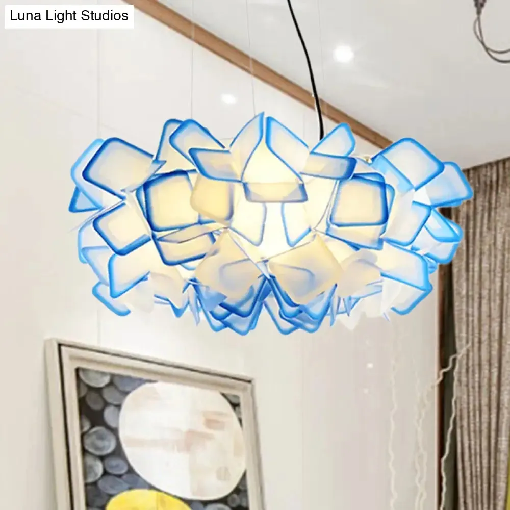 Contemporary Blossom Drop Pendant Ceiling Lamp - Brown/Blue/Purple - 21"/27.5" Wide - 1-Light Acrylic - Living Room