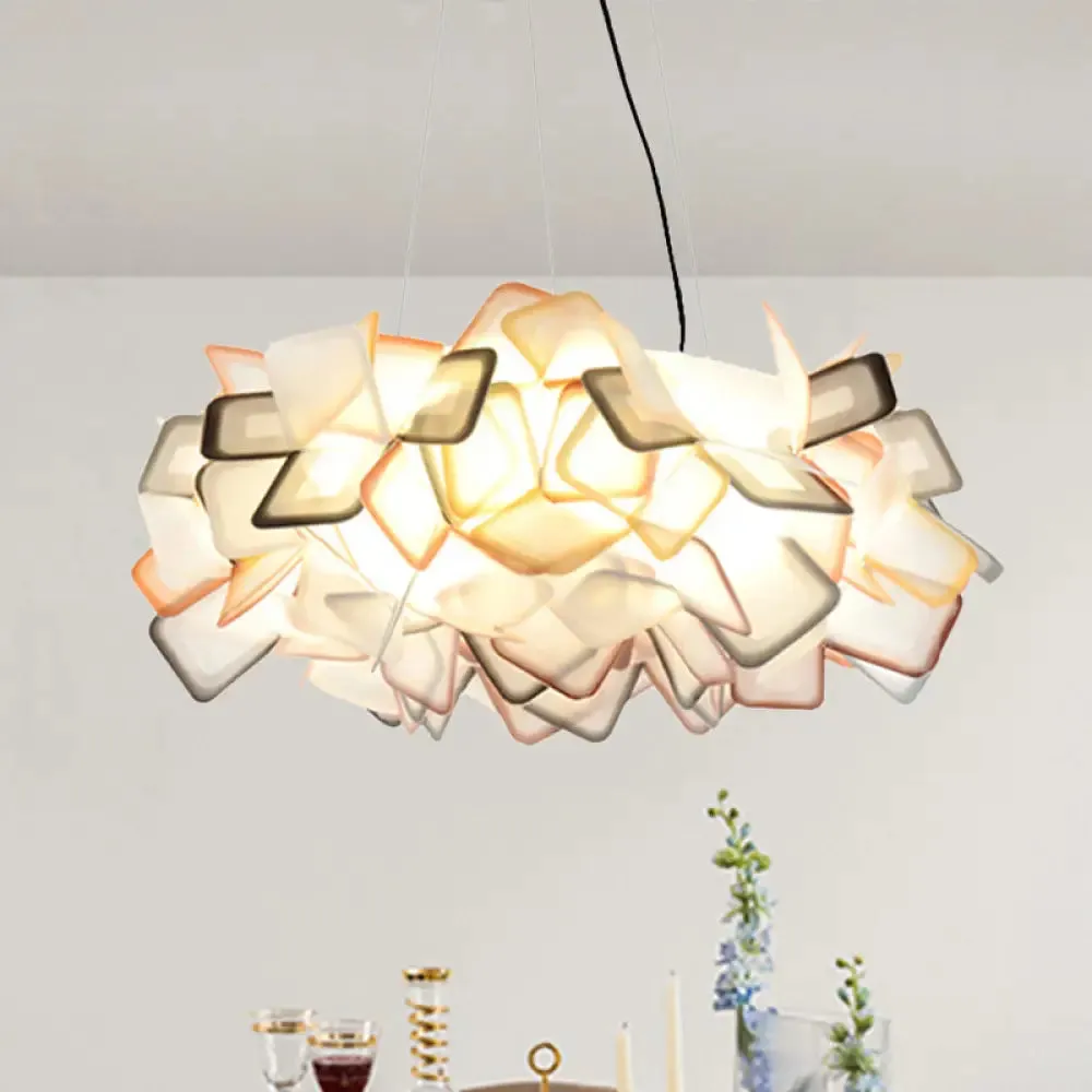Contemporary Blossom Drop Pendant Ceiling Lamp - Brown/Blue/Purple - 21"/27.5" Wide - 1-Light Acrylic - Living Room