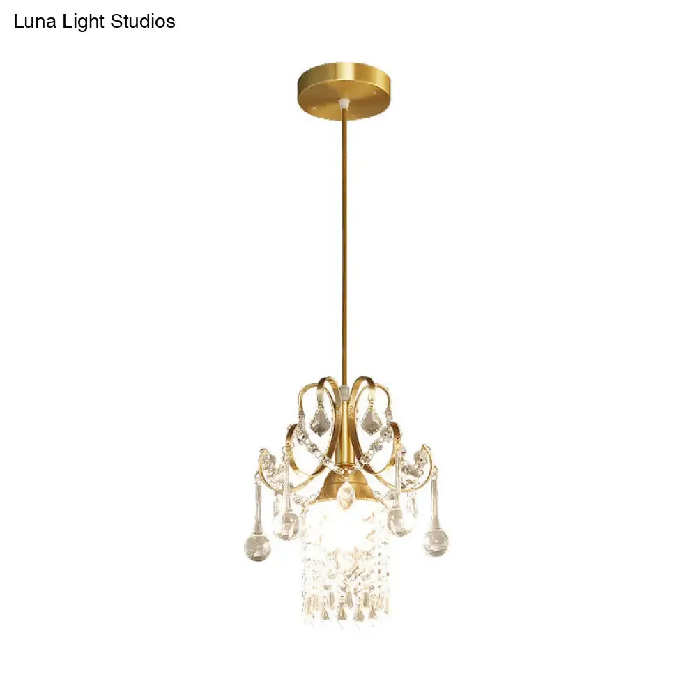 Contemporary Gold Ceiling Pendant Light with Clear Crystal Shade - Perfect for Kitchen