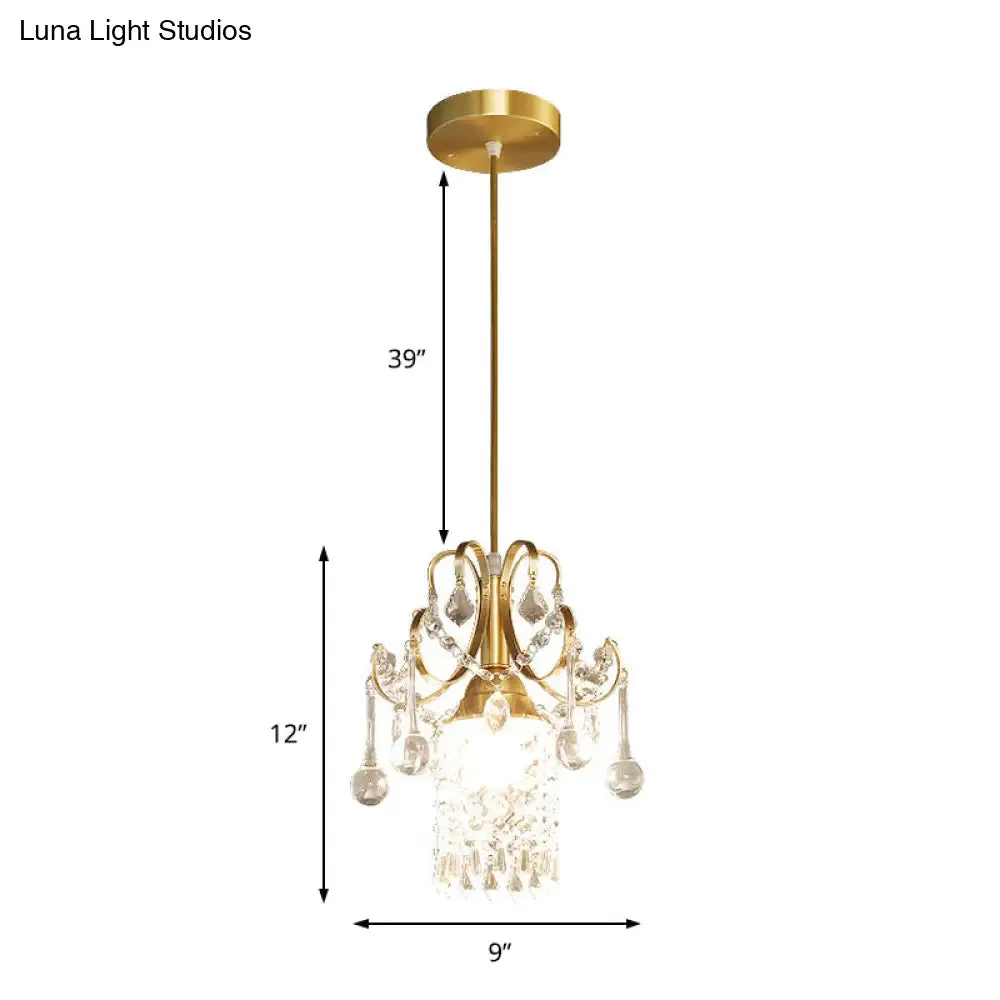 Contemporary Gold Ceiling Pendant Light with Clear Crystal Shade - Perfect for Kitchen
