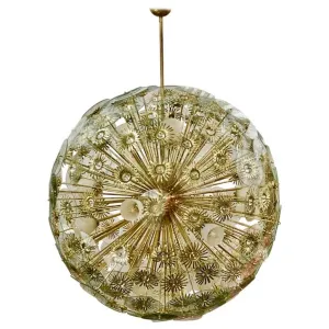 Contemporary Italian Brass and Glass Flower Organic Sputnik Chandelier