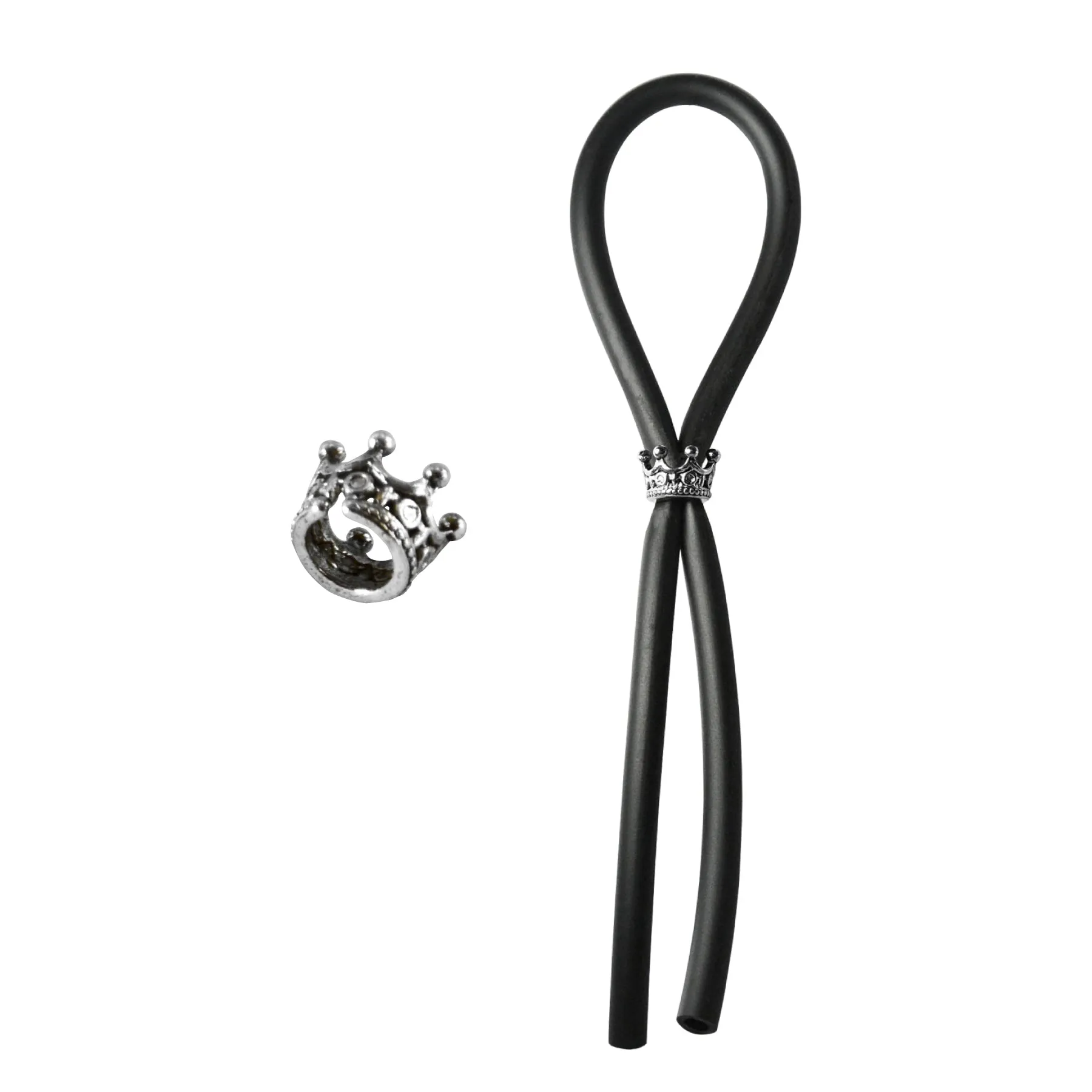 CRing Lasso Silver Crown Bead Silicone Black