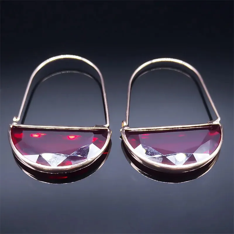 Crystal Hoop Earrings (Various Colors) | Elegant Dangle Earrings | Women's Party Jewelry