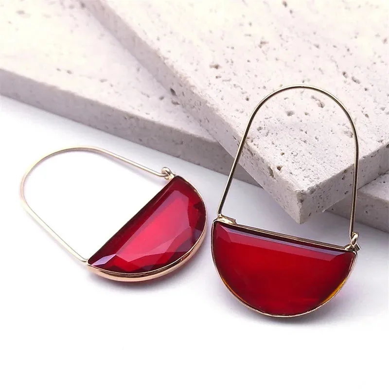 Crystal Hoop Earrings (Various Colors) | Elegant Dangle Earrings | Women's Party Jewelry