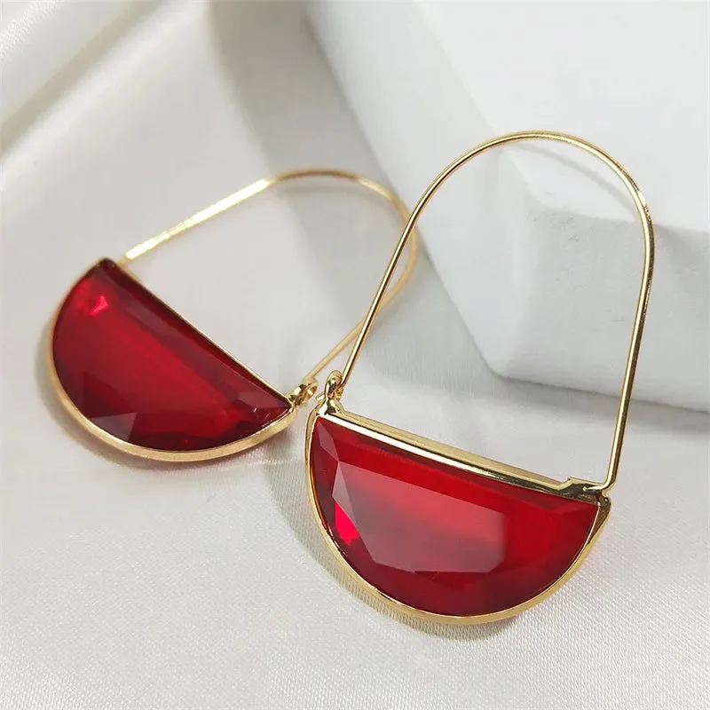 Crystal Hoop Earrings (Various Colors) | Elegant Dangle Earrings | Women's Party Jewelry