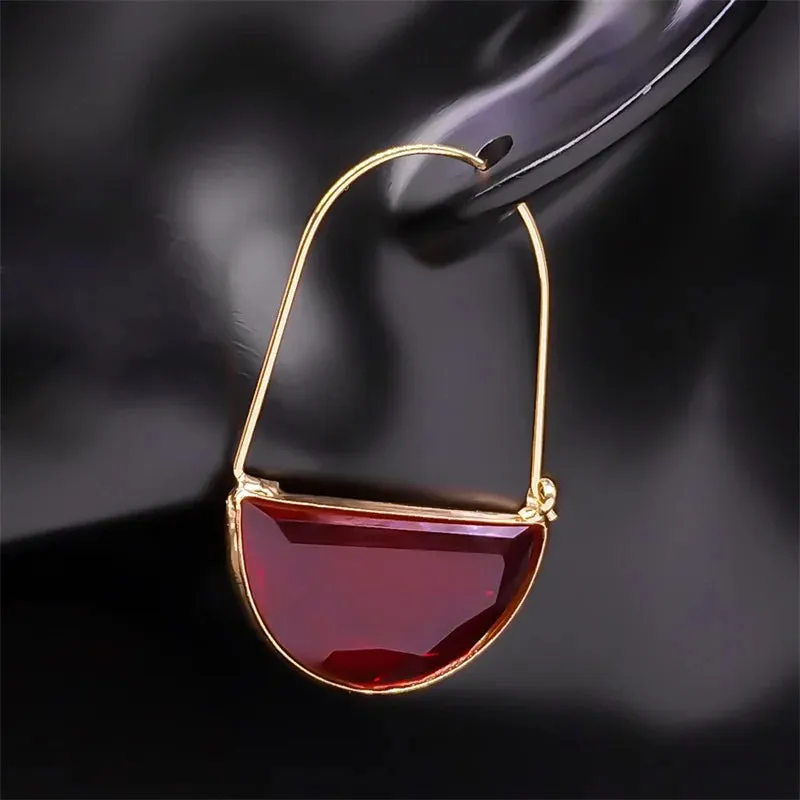 Crystal Hoop Earrings (Various Colors) | Elegant Dangle Earrings | Women's Party Jewelry