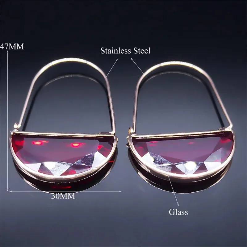 Crystal Hoop Earrings (Various Colors) | Elegant Dangle Earrings | Women's Party Jewelry