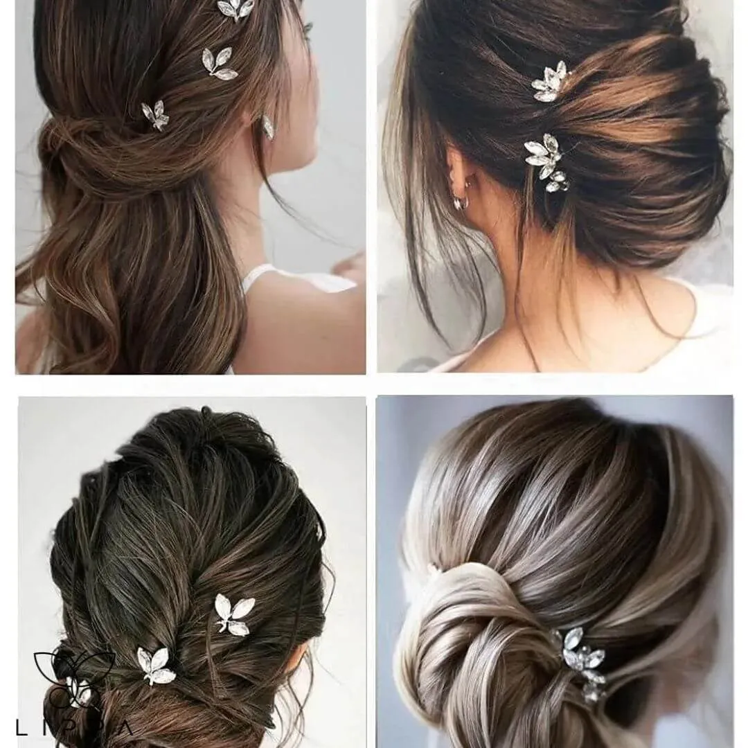 Crystal Silver U Pins for Hair