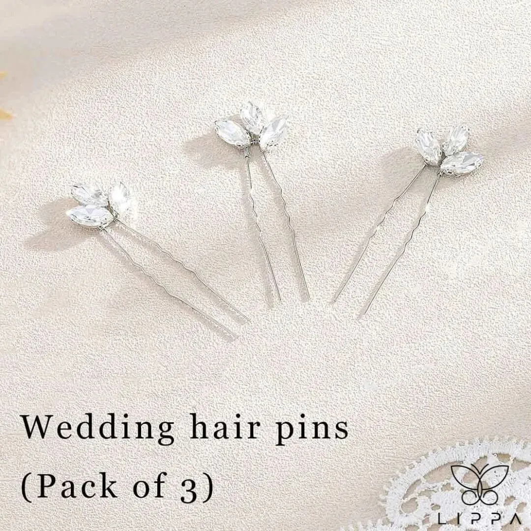 Crystal Silver U Pins for Hair