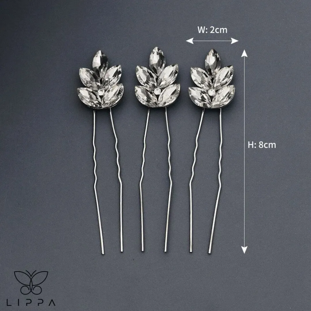 Crystal Silver U Pins for Hair