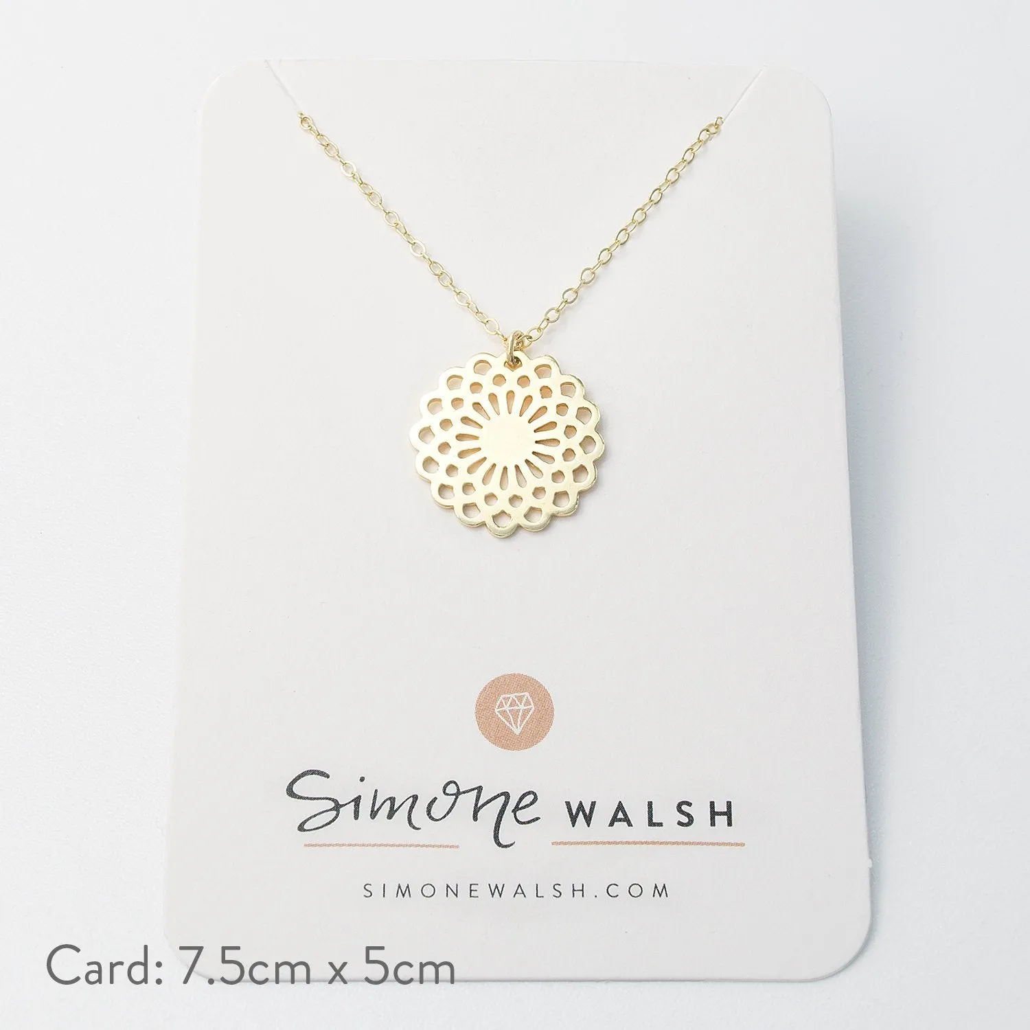 Dahlia Flower Solid Gold Pendant Necklace