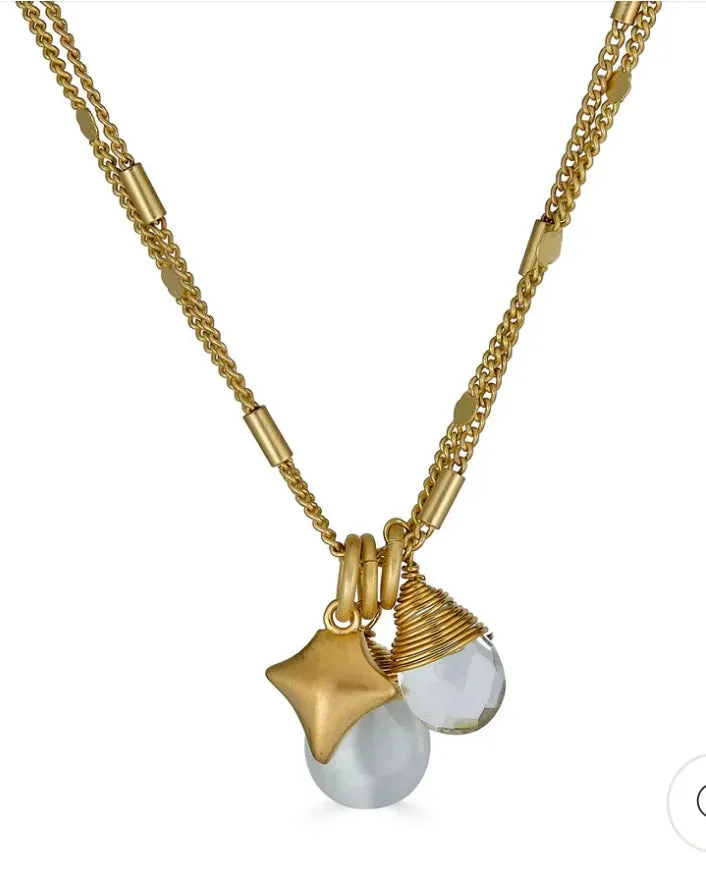 Delicate Clear Quartz & Cats Eye Necklace