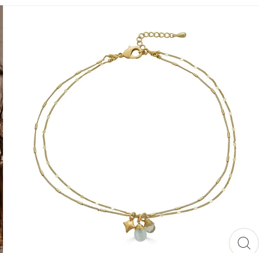 Delicate Clear Quartz & Cats Eye Necklace