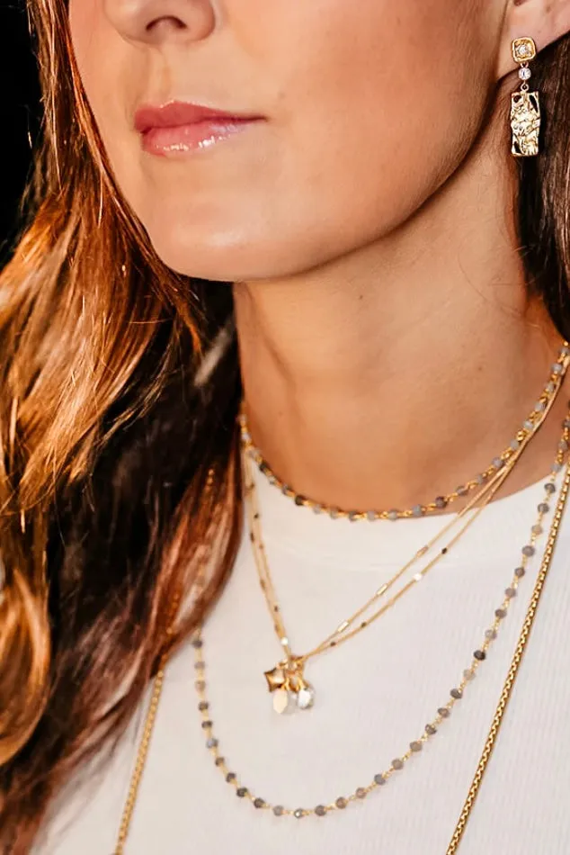 Delicate Clear Quartz & Cats Eye Necklace