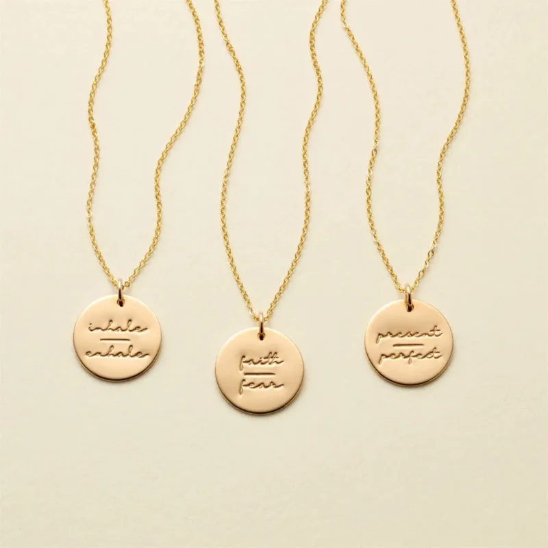 Delicate Inspirational Disc Pendant Necklace