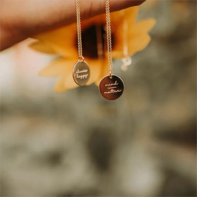 Delicate Inspirational Disc Pendant Necklace