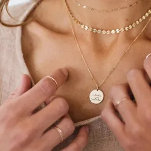 Delicate Inspirational Disc Pendant Necklace