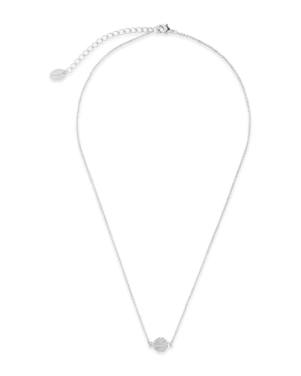 Delicate Textured Solid Circle Necklace