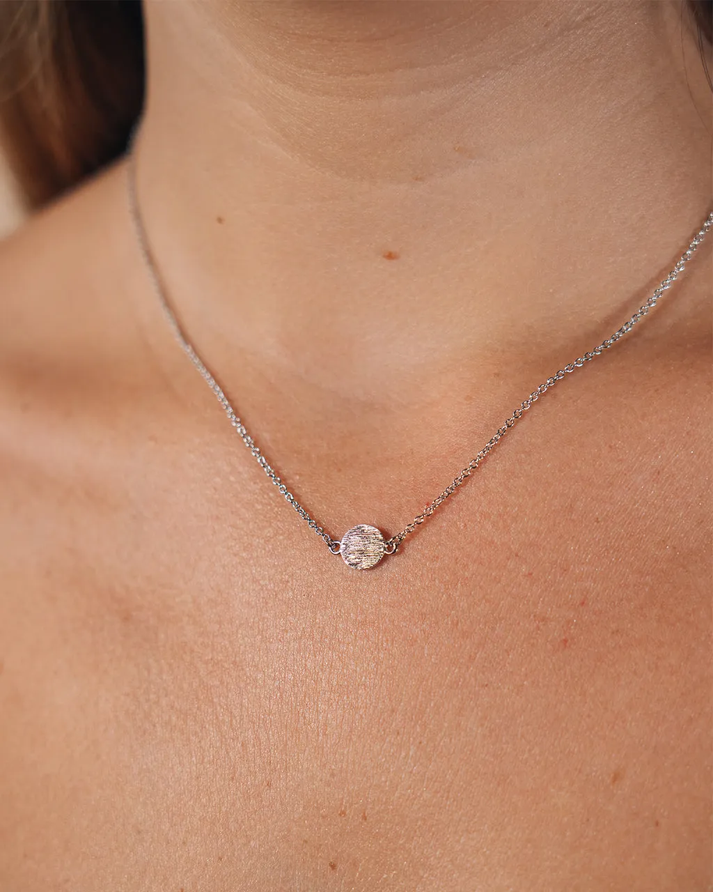 Delicate Textured Solid Circle Necklace