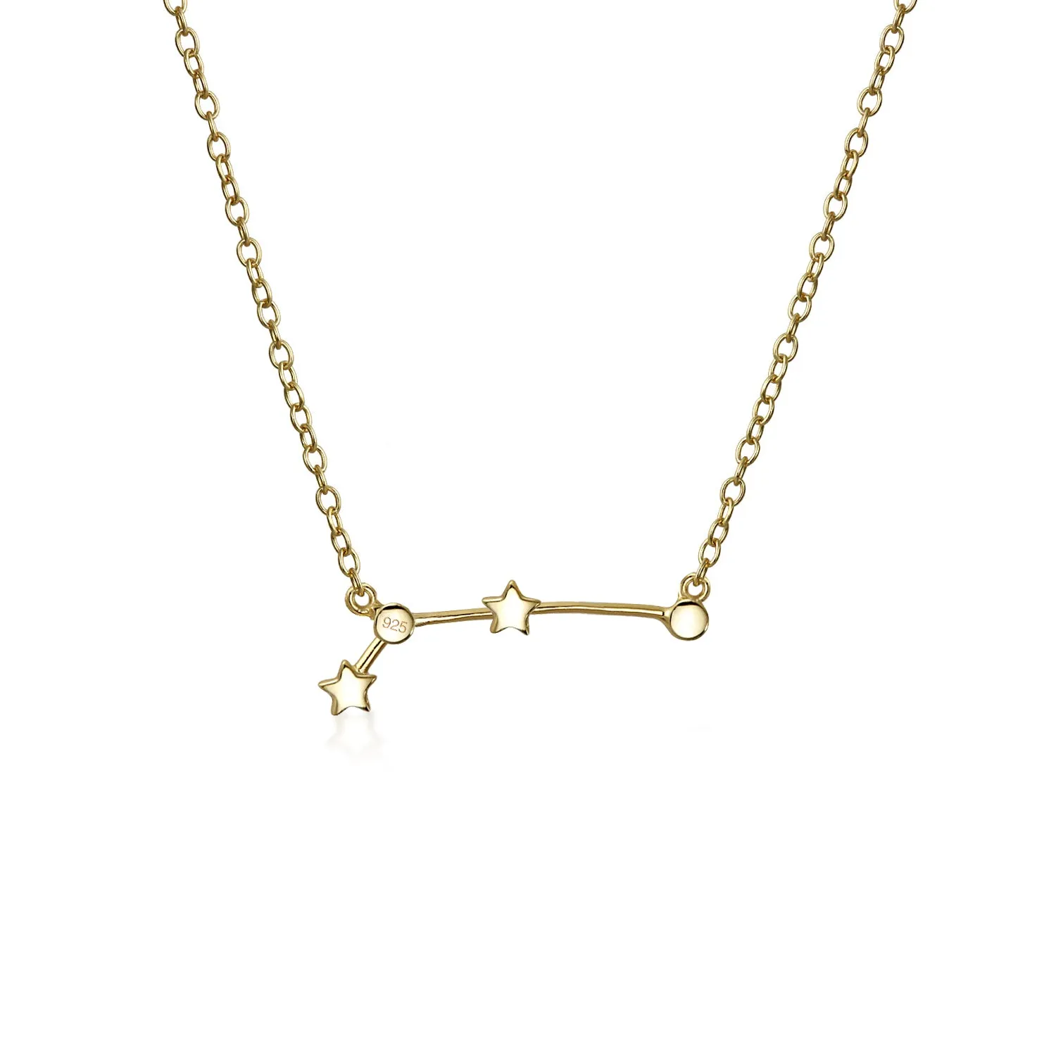 Delicate Zodiac Constellation Pendant Necklace 14K Gold Plated Sterling Silver