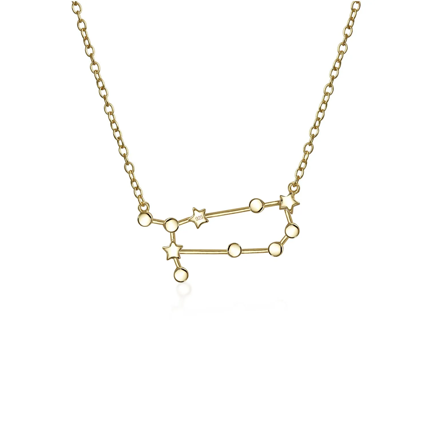 Delicate Zodiac Constellation Pendant Necklace 14K Gold Plated Sterling Silver