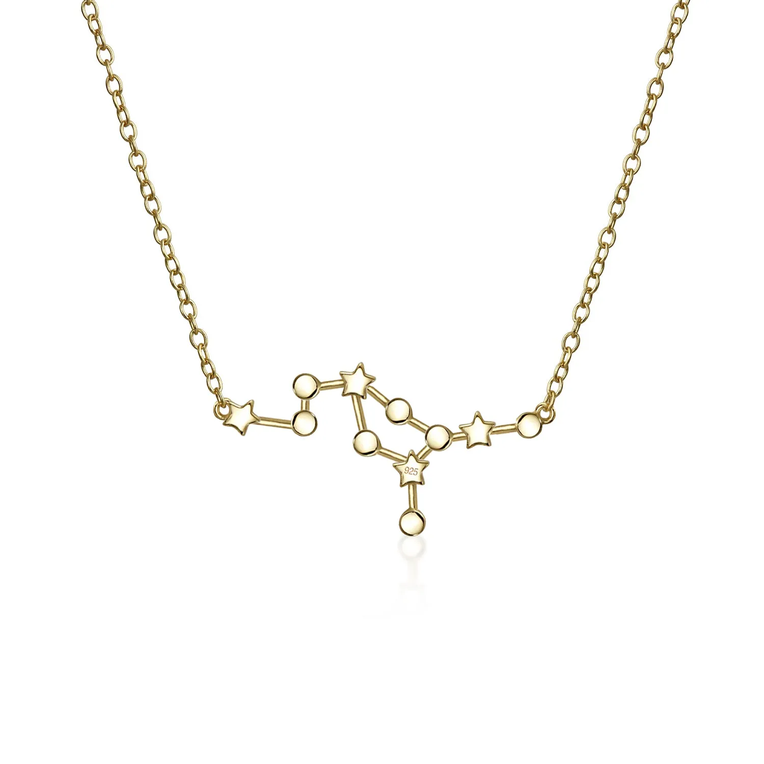 Delicate Zodiac Constellation Pendant Necklace 14K Gold Plated Sterling Silver
