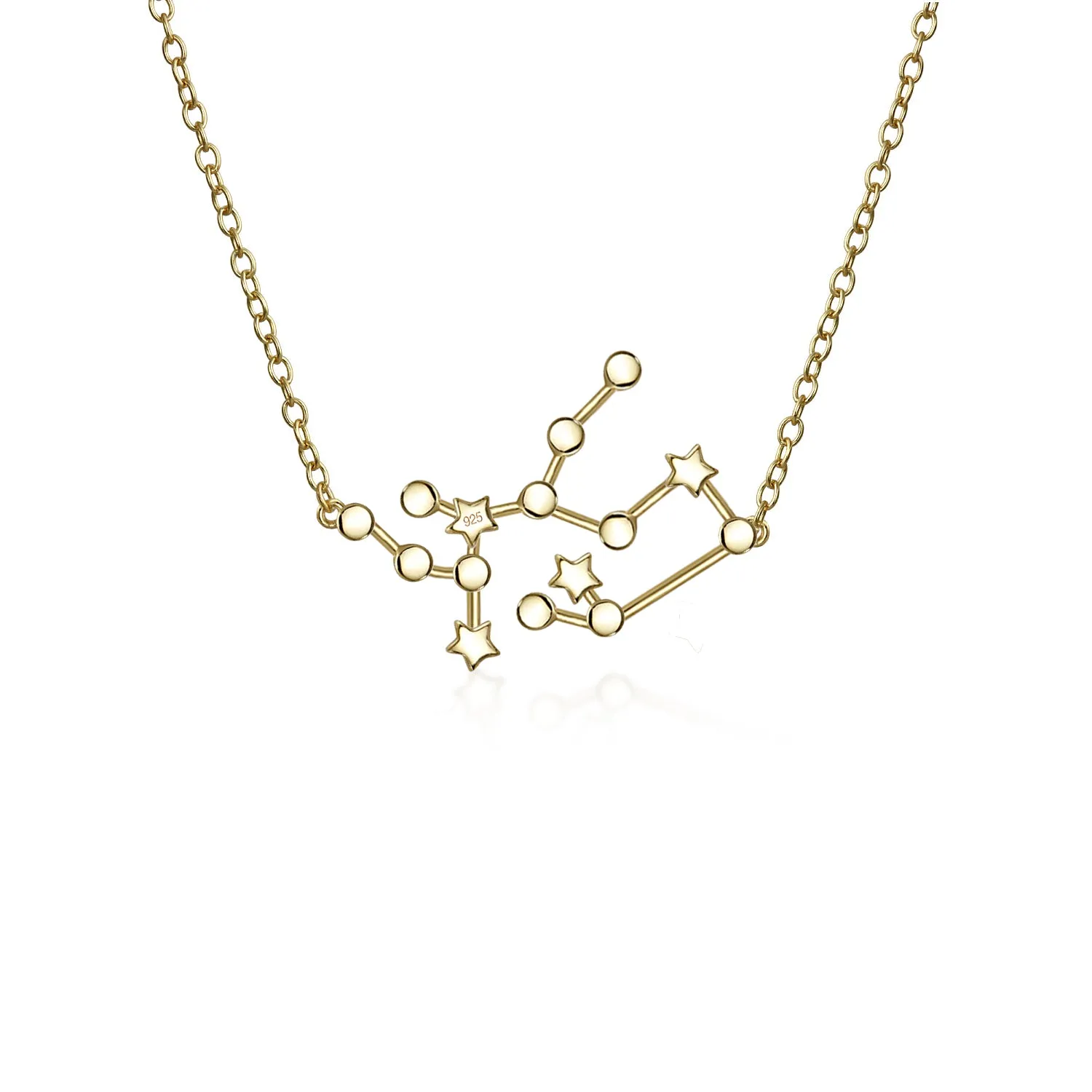 Delicate Zodiac Constellation Pendant Necklace 14K Gold Plated Sterling Silver