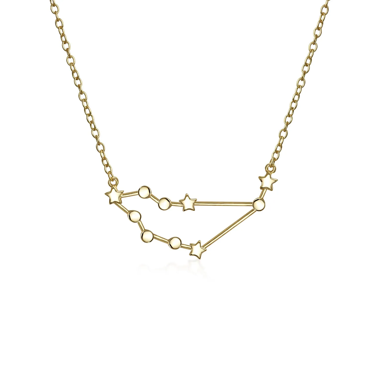 Delicate Zodiac Constellation Pendant Necklace 14K Gold Plated Sterling Silver