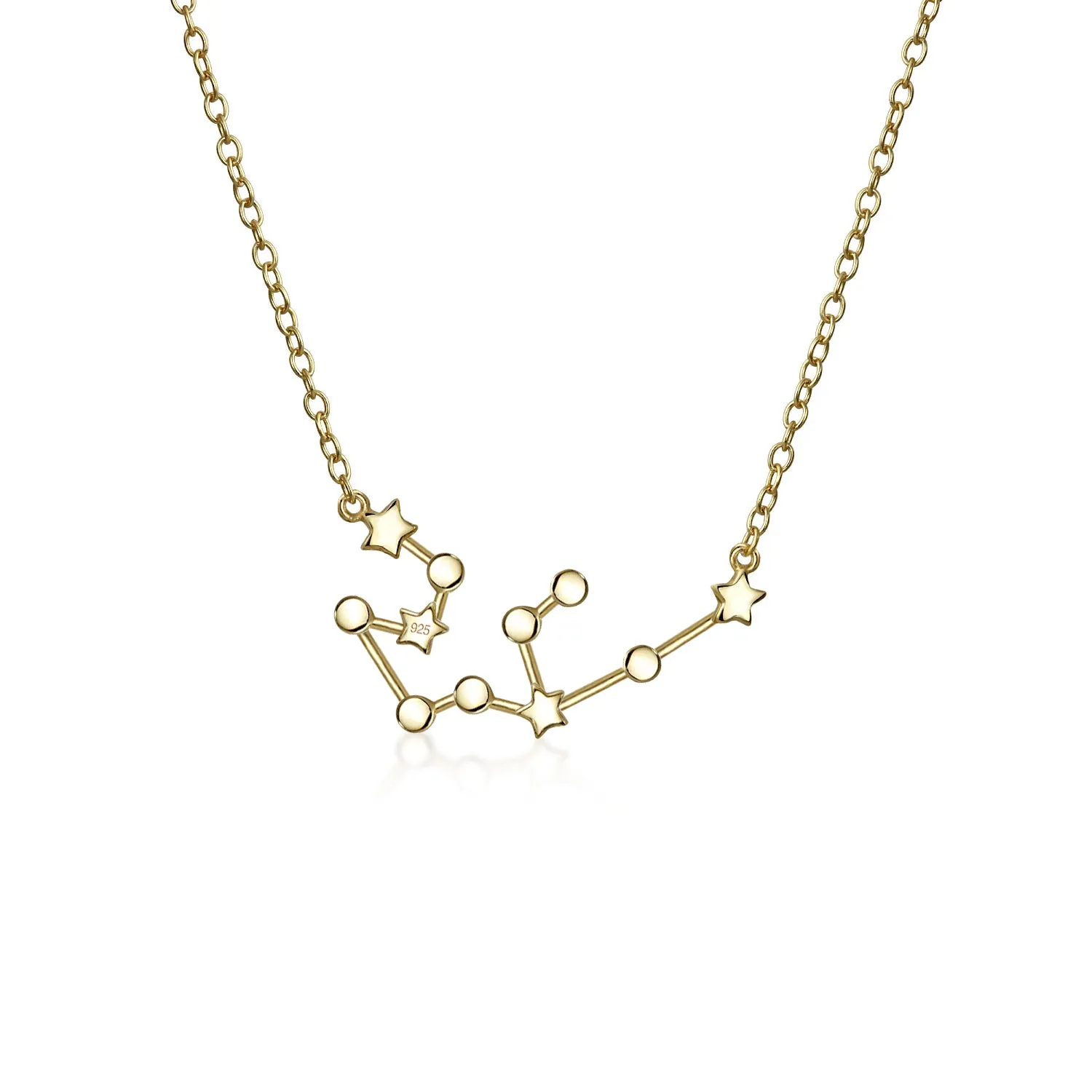 Delicate Zodiac Constellation Pendant Necklace 14K Gold Plated Sterling Silver