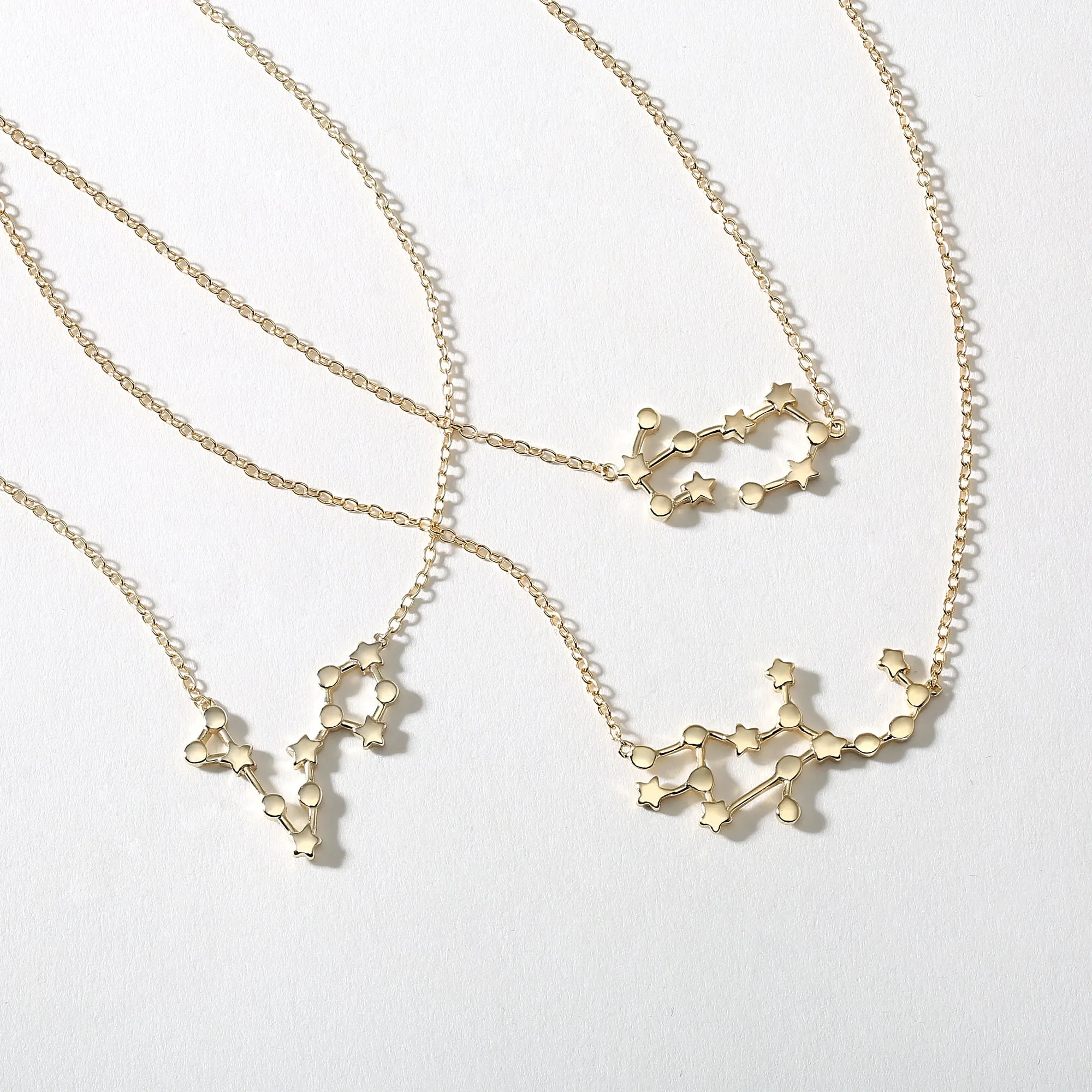 Delicate Zodiac Constellation Pendant Necklace 14K Gold Plated Sterling Silver