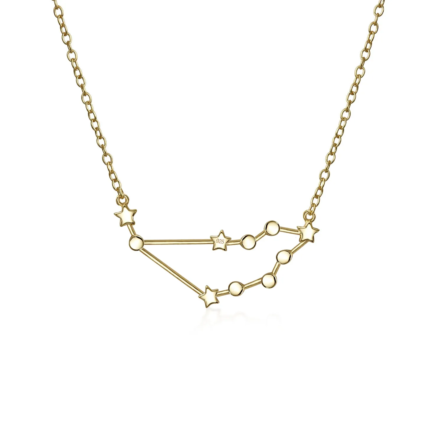 Delicate Zodiac Constellation Pendant Necklace 14K Gold Plated Sterling Silver