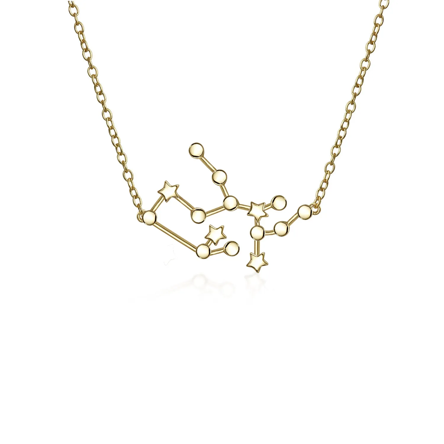 Delicate Zodiac Constellation Pendant Necklace 14K Gold Plated Sterling Silver