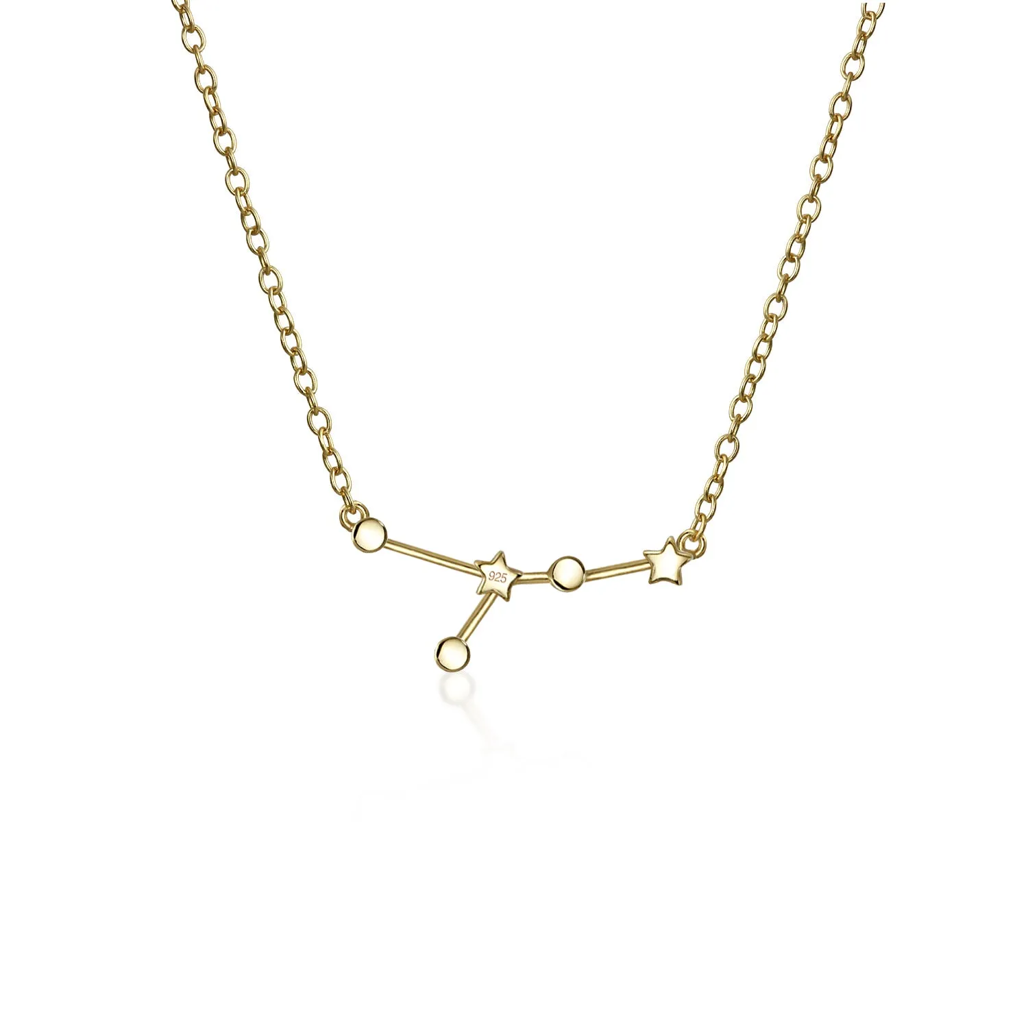 Delicate Zodiac Constellation Pendant Necklace 14K Gold Plated Sterling Silver