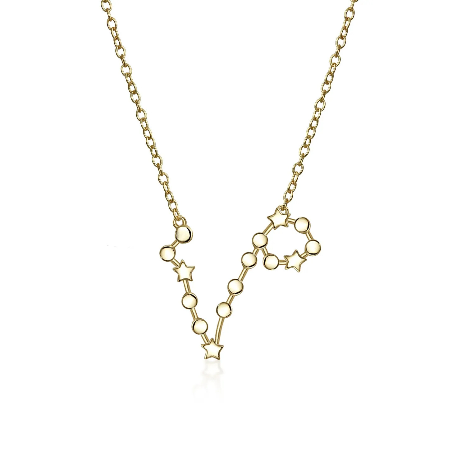 Delicate Zodiac Constellation Pendant Necklace 14K Gold Plated Sterling Silver