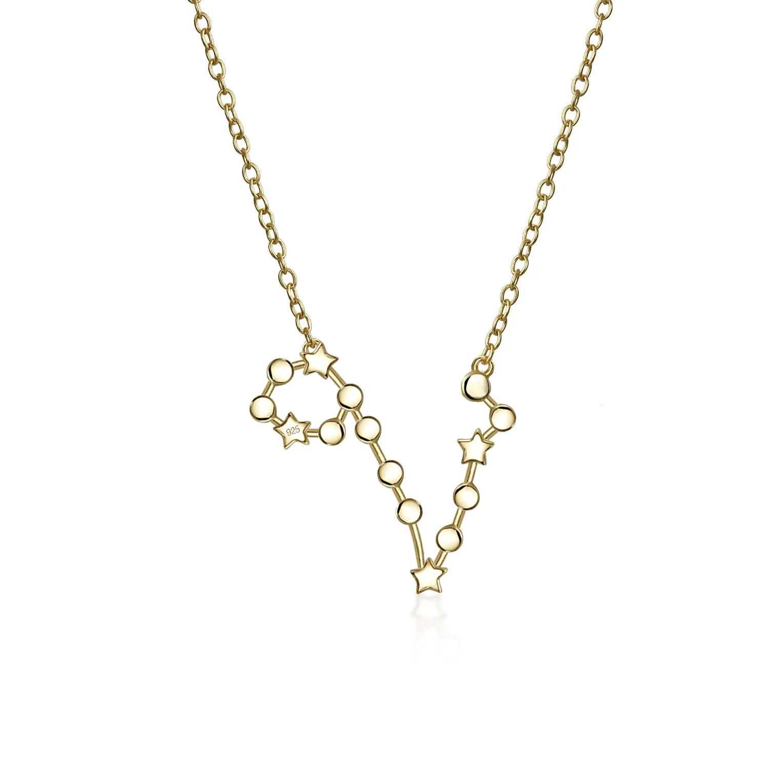 Delicate Zodiac Constellation Pendant Necklace 14K Gold Plated Sterling Silver