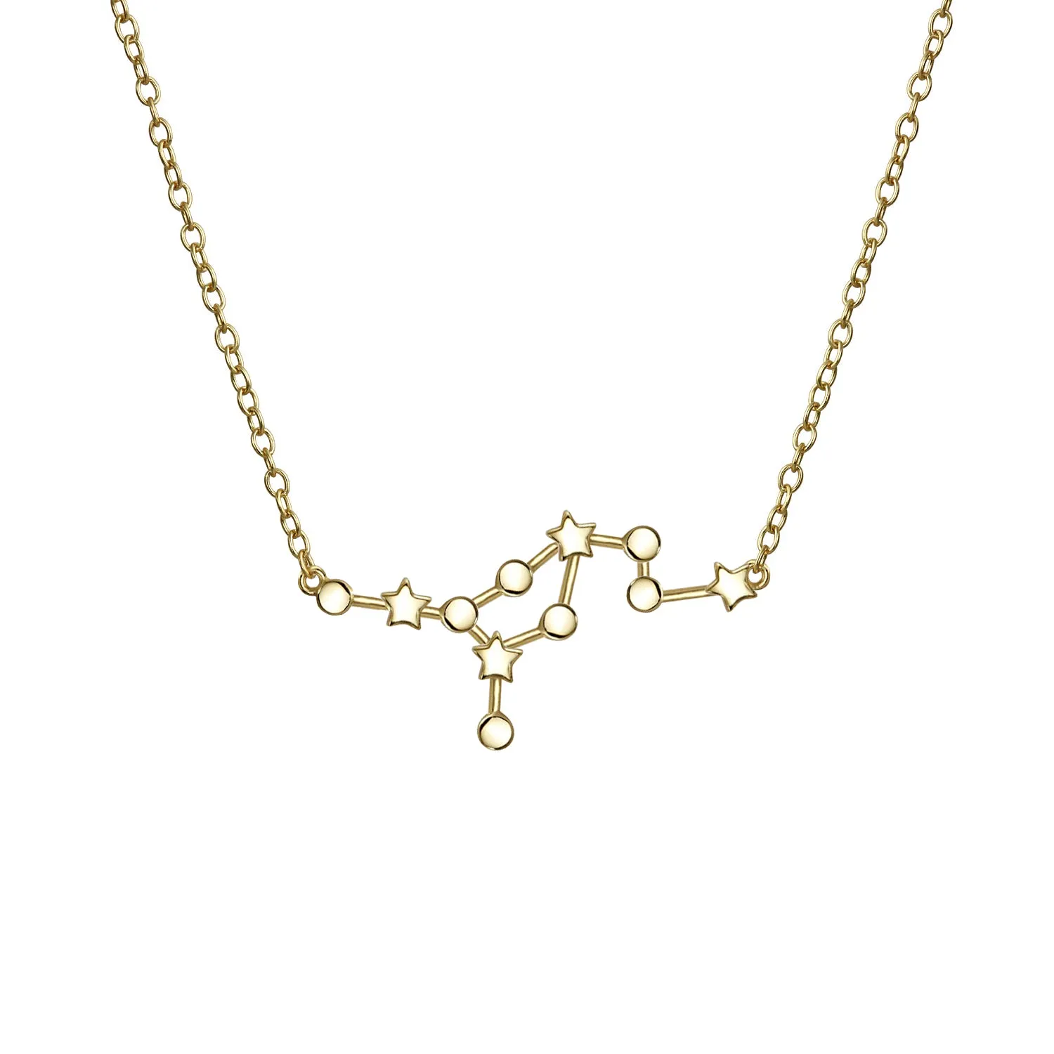 Delicate Zodiac Constellation Pendant Necklace 14K Gold Plated Sterling Silver