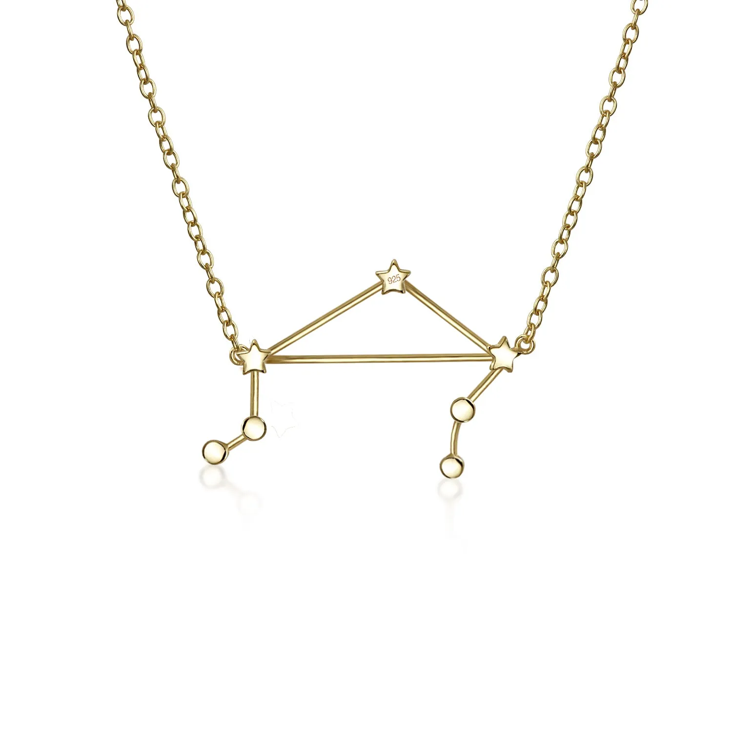 Delicate Zodiac Constellation Pendant Necklace 14K Gold Plated Sterling Silver